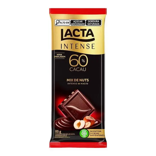 Chocolate Lacta Intense 60% Cacau Mix Nuts Original 85g