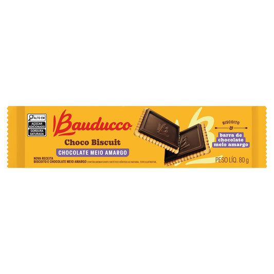 Biscoito com Chocolate Meio Amargo Bauducco Choco Biscuit 80g