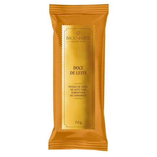Picolé Doce de Leite Cobertura Caramelo Bacio di Latte Pacote 70g