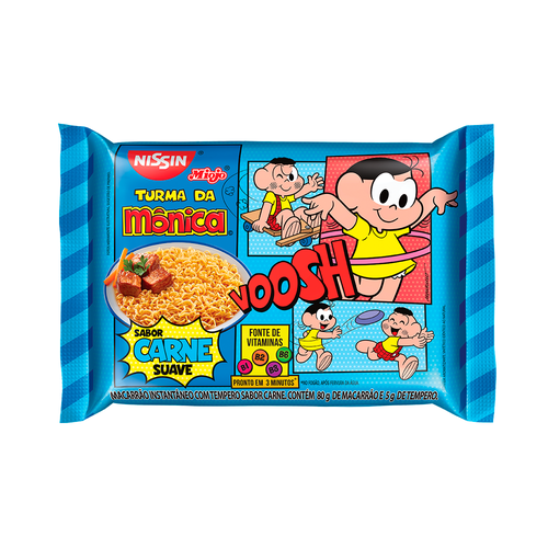 Macarrão Instantâneo Carne Suave Nissin Miojo Turma da Mônica 85g
