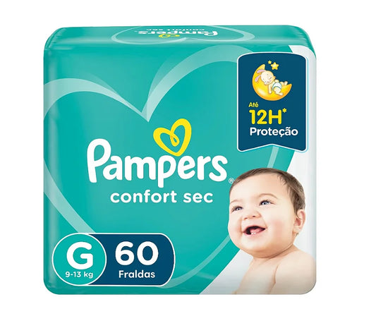 Fralda Infantil Pampers Confort Sec tamanho G com 60 unidades