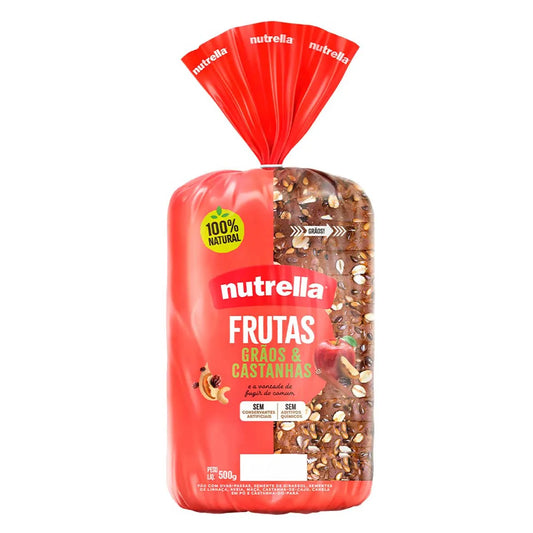 Pão Frutas. Grãos & Castanhas Nutrella 500g