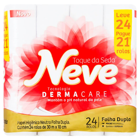 Papel Higiênico Folha Dupla Toque de Seda Neve 24 Rolos