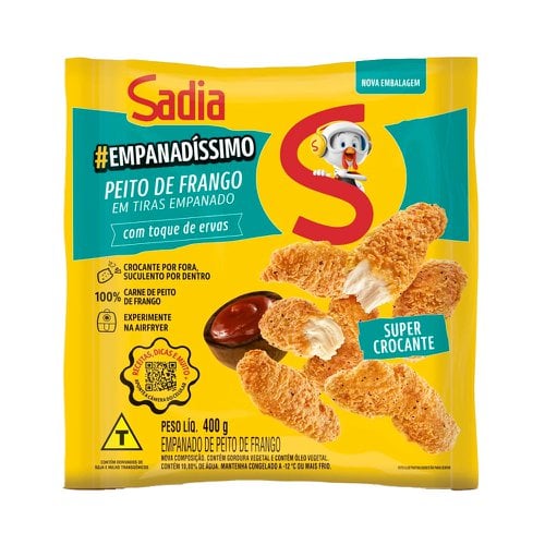 Empanado de Frango Peito em Tiras Temperado Sadia Empanadíssimo 400g