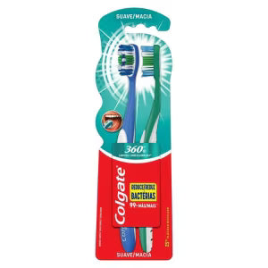 Escova Dental Colgate 360 Limpeza Completa Macia 2 Unidades