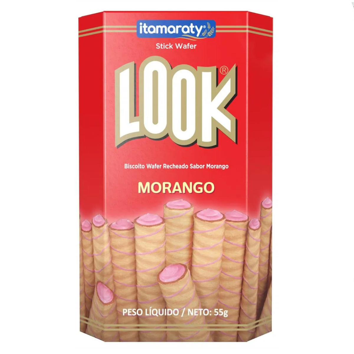 Biscoito Wafer Morango Look 55g
