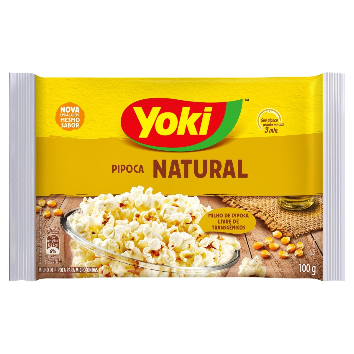 Pipoca para Microondas sabor Natural Sem Sal Yoki 100g