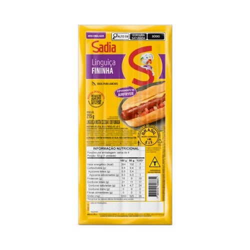 Linguiça mista cozida defumada Sadia 215g